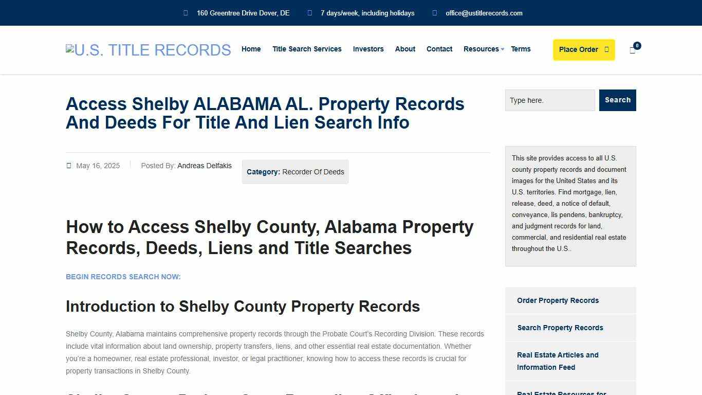 Access Shelby ALABAMA AL. Property Records Easily U.S. Title Records